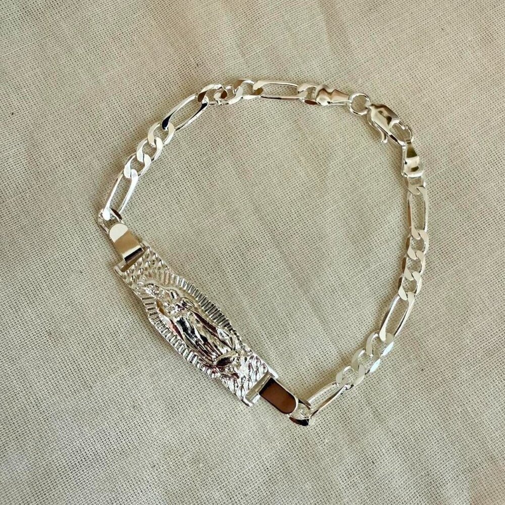 vintage style silver Virgin Mary tennis bracelet